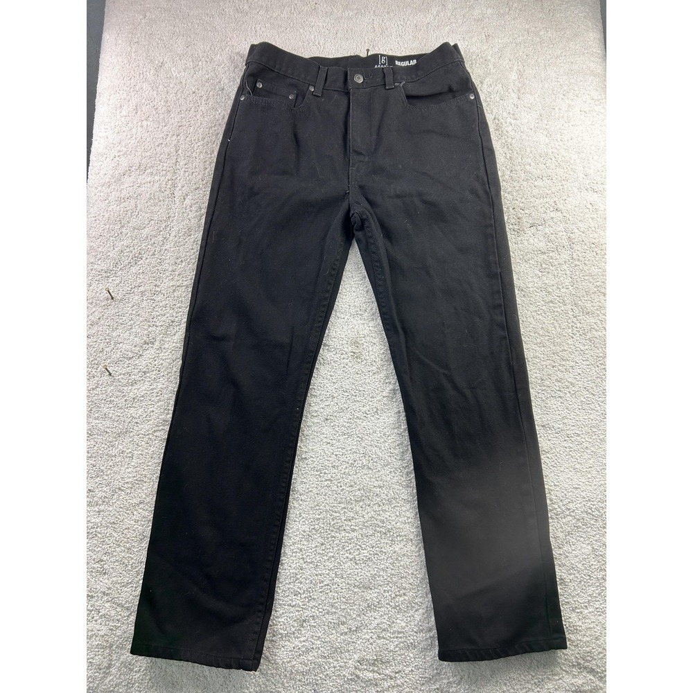 George Jeans Mens 32x30 Black Regular Fit Straight Leg 5‎ Pocket Cotton Denim